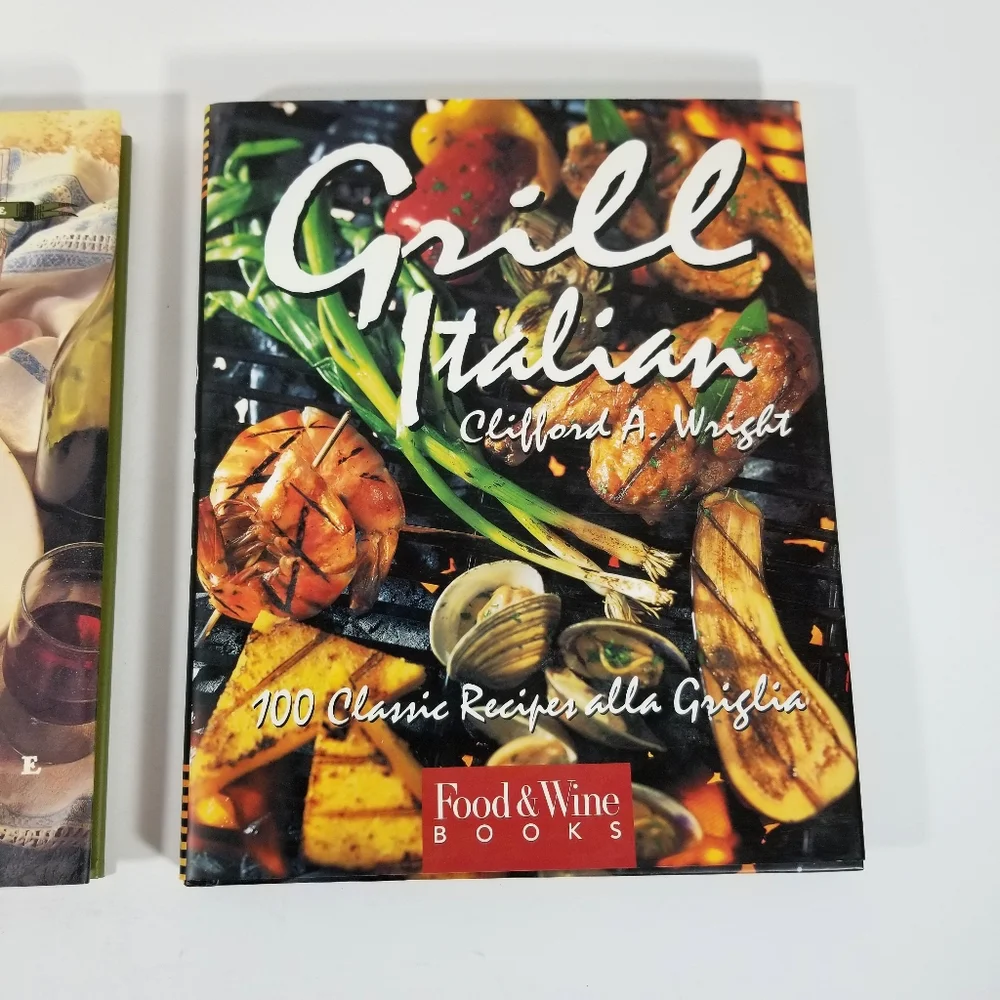 Lot Of 2 Food & Wine Cookbooks The Vegetarian Table Italy, Grill Italian HC_4